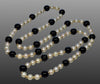 Dressy 14K Gold Pearl Onyx Necklace C.1950