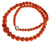 Antique Art Deco Carved Red Momo Coral Bead Necklace C.1920