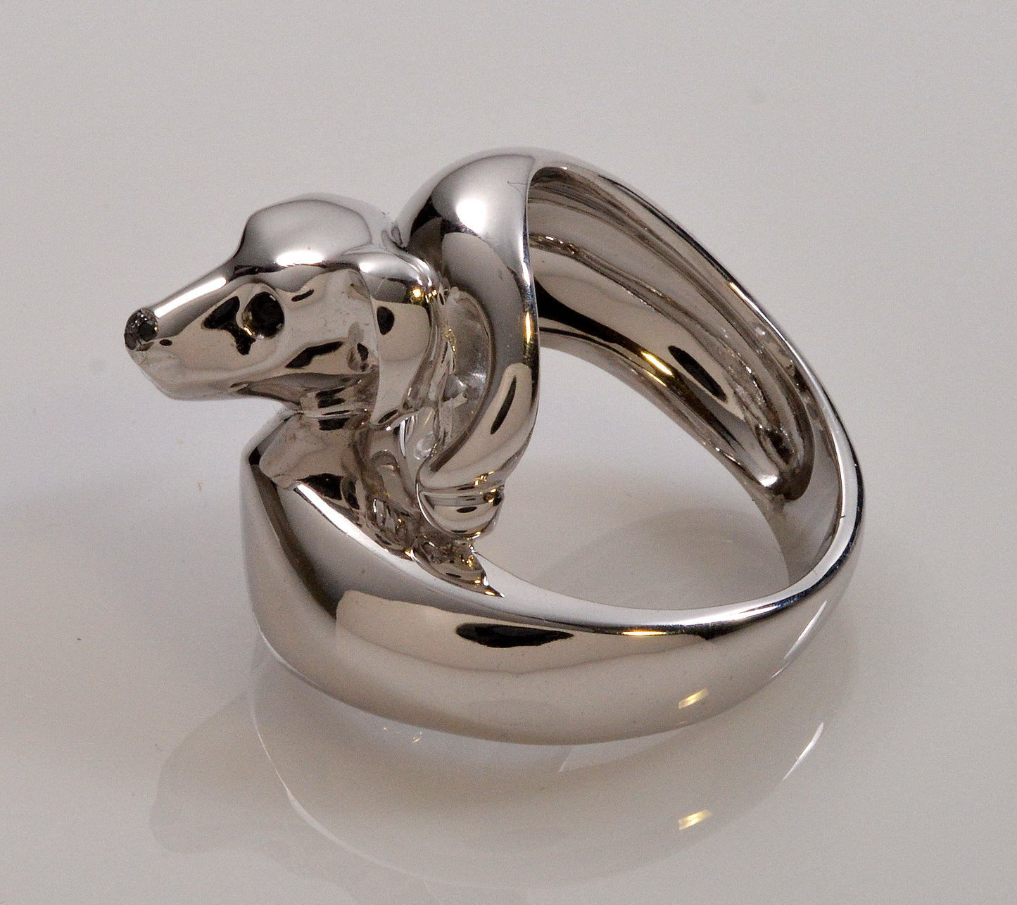 Chopard 18K White Gold Dachshund Dog Ring Size 7 Certificate