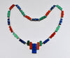 Antique Art Deco Germany Chrysoprase Carnelian Sodalite Sterling Necklace C.1920