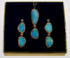 Estate 18K Gold Australian Opal Diamond Earrings Pendant Set