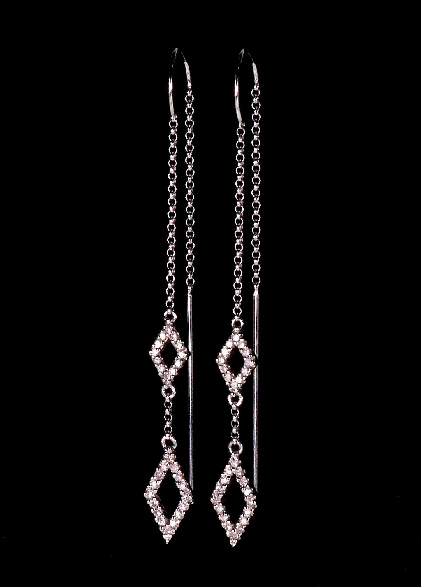 Designer 14K White Gold Diamond Threader Bar Earrings from Neiman Marcus