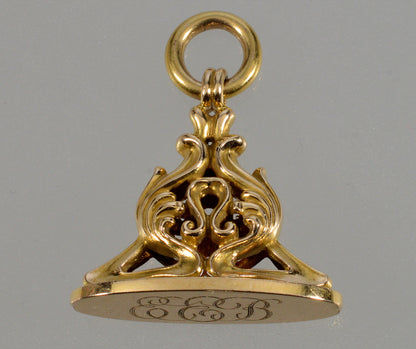 Antique Art Nouveau 14K Gold Seal Fob C.1900 003802