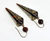 Antique Victorian Pique Inlaid Gold & Silver Drop Earrings C.1860 003604