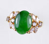 Estate 18K Gold Jadeite Jade Diamond Ring Size 8 1/4 Stamped AJF