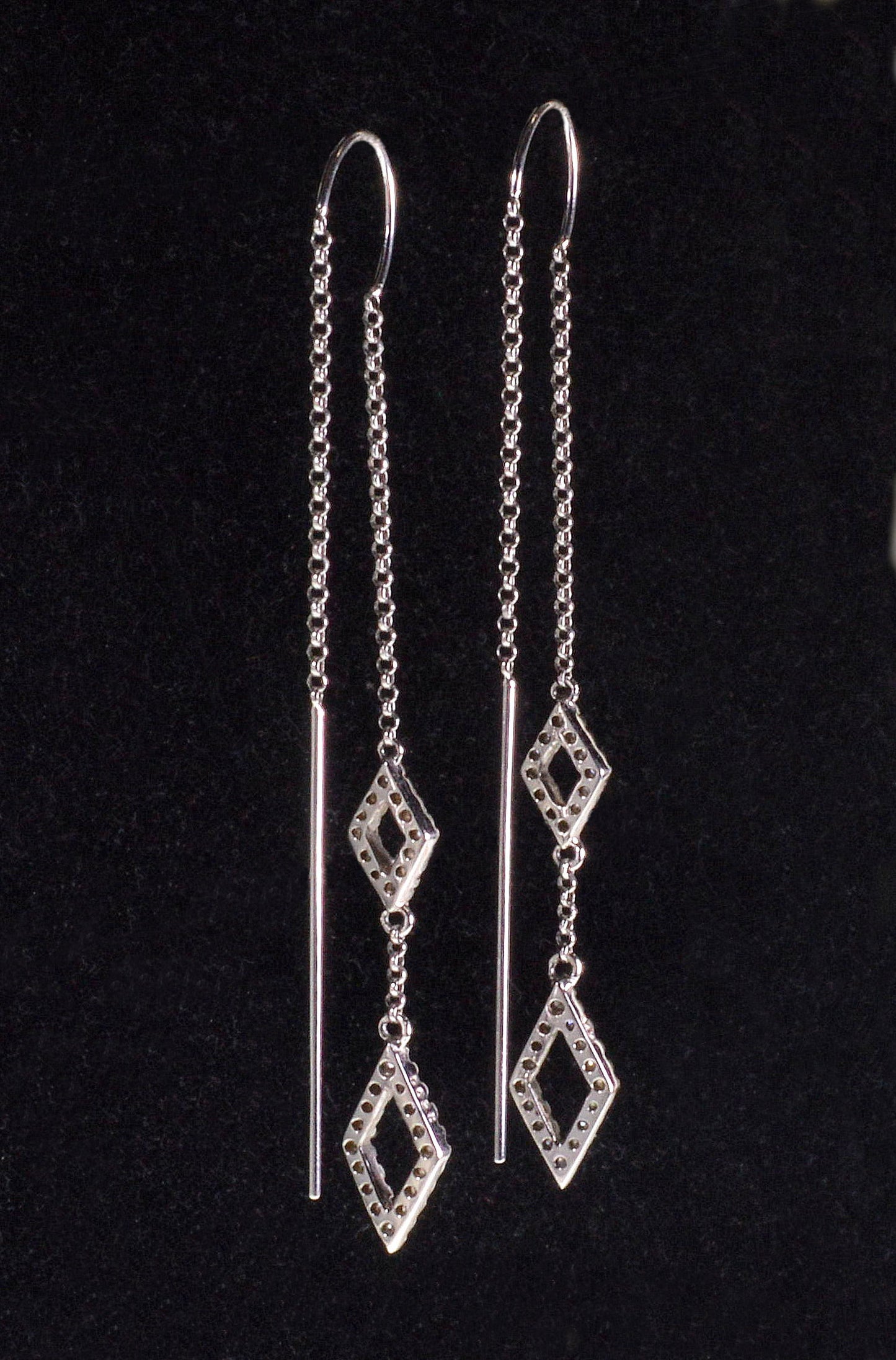 Designer 14K White Gold Diamond Threader Bar Earrings from Neiman Marcus