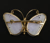 Gump's Lavender Jade 14K Gold Butterfly Brooch Pendant C.1970