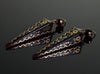 Antique Victorian Pique Inlaid Gold & Silver Drop Earrings C.1860 003604