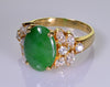 Estate 18K Gold Jadeite Jade Diamond Ring Size 8 1/4 Stamped AJF
