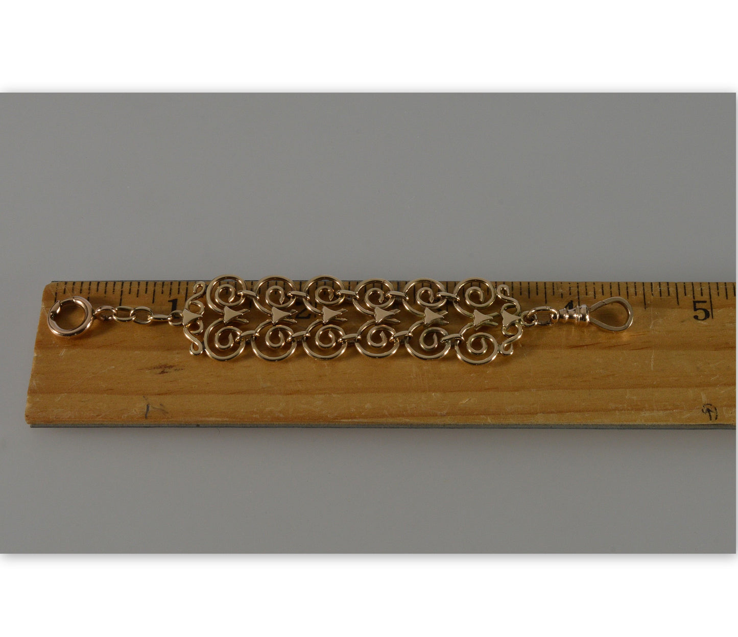 Antique Edwardian 10K Gold Filigree Fob Chain Dog Clip Bolt Clasps C.1910