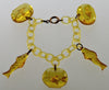 Vtg Rare Apple Juice Bakelite Reverse Carved Fishbowl Charm Bracelet C.1930