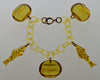 Vtg Rare Apple Juice Bakelite Reverse Carved Fishbowl Charm Bracelet C.1930