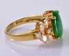 Estate 18K Gold Jadeite Jade Diamond Ring Size 8 1/4 Stamped AJF