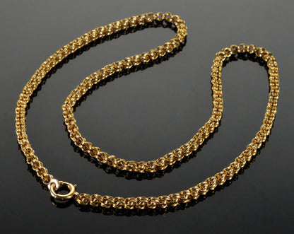 Antique Victorian 14K Gold Fancy Link Chain Necklace C.1890 003657