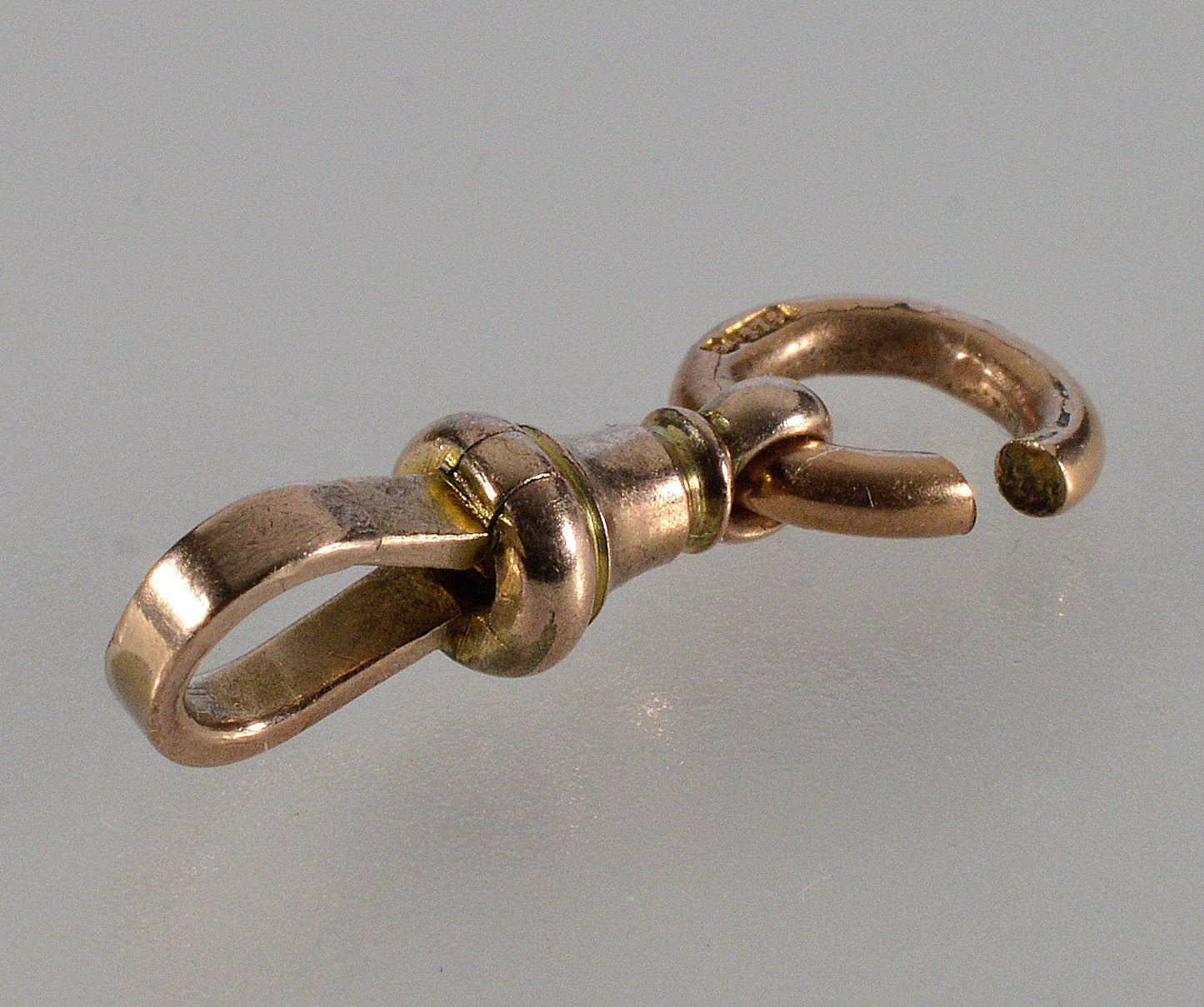 Victorian 9K Gold Dog Clip Clasp For Pocket Watch Albert Chain 0385