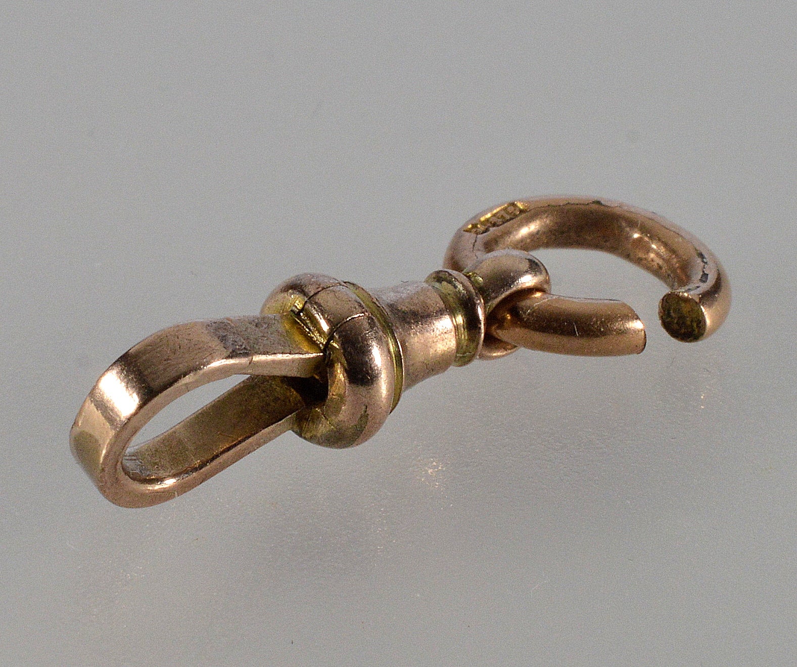 Victorian 9K Gold Dog Clip Clasp For Pocket Watch Albert Chain 0385