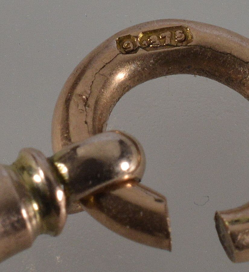 Victorian 9K Gold Dog Clip Clasp For Pocket Watch Albert Chain 0385