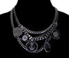 Givenchy Houte Couture Signature Necklace Gunmetal Nautical C.1980