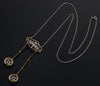 Antique French Belle Époque Negligee Necklace Platinum 14K Gold Old Mine Cut Diamonds C.1900