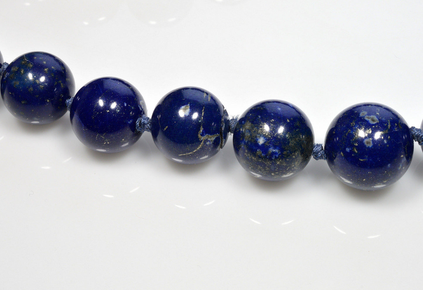 Antique Art Deco 18K Gold Large Lapis Lazuli Bead Necklace C.1920