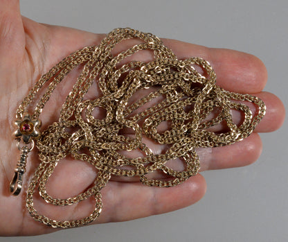 Antique Victorian 10K Gold Fancy Guard Chain Slider Necklace C.1890