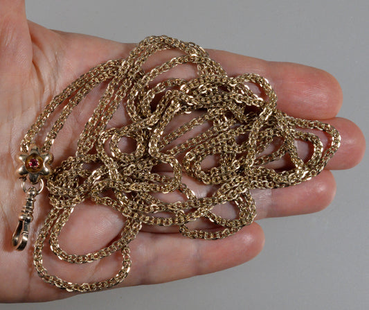 Antique Victorian 10K Gold Fancy Guard Chain Slider Necklace C.1890