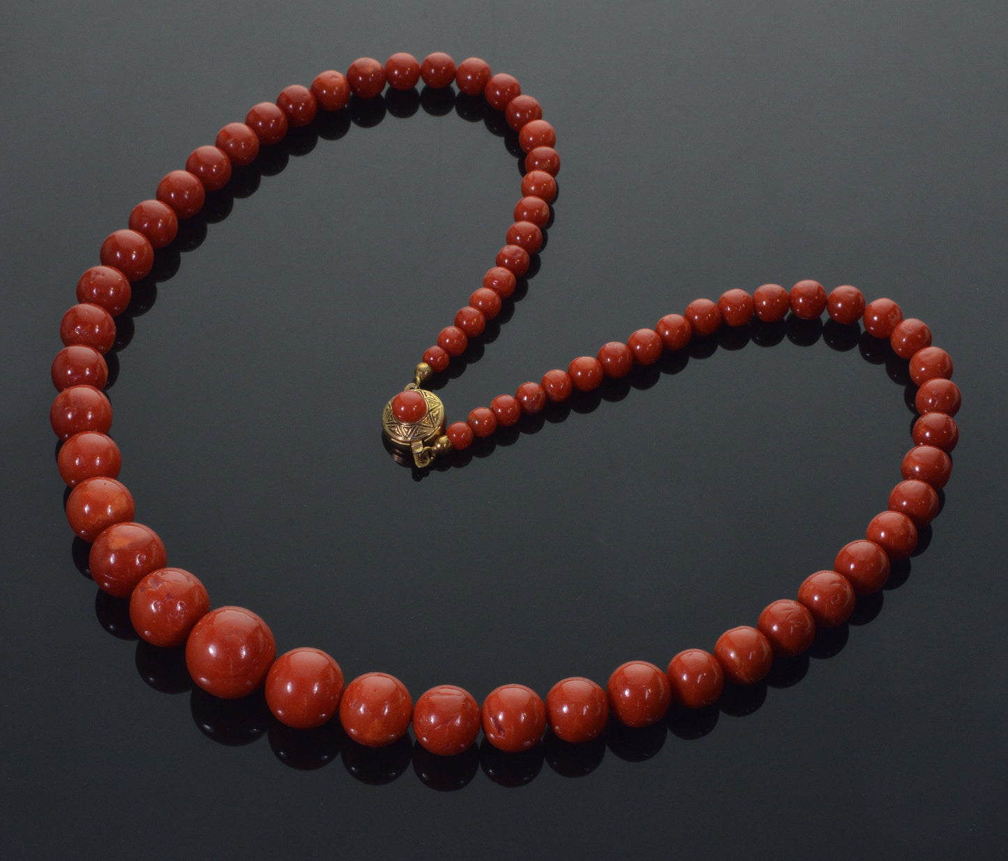 Antique Victorian Italian Red Coral Necklace C.1880 003605