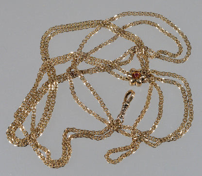 Antique Victorian 10K Gold Fancy Guard Chain Slider Necklace C.1890