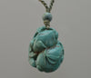 Antique Chinese Carved Turquoise Pendant Necklace C.1890