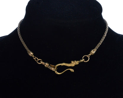 Antique Georgian 10K Gold Dragon Hook Watch Chain Necklace C.1820