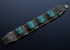 Antique Chinese Carved Turquoise Enamel Silver Bracelet C.1890
