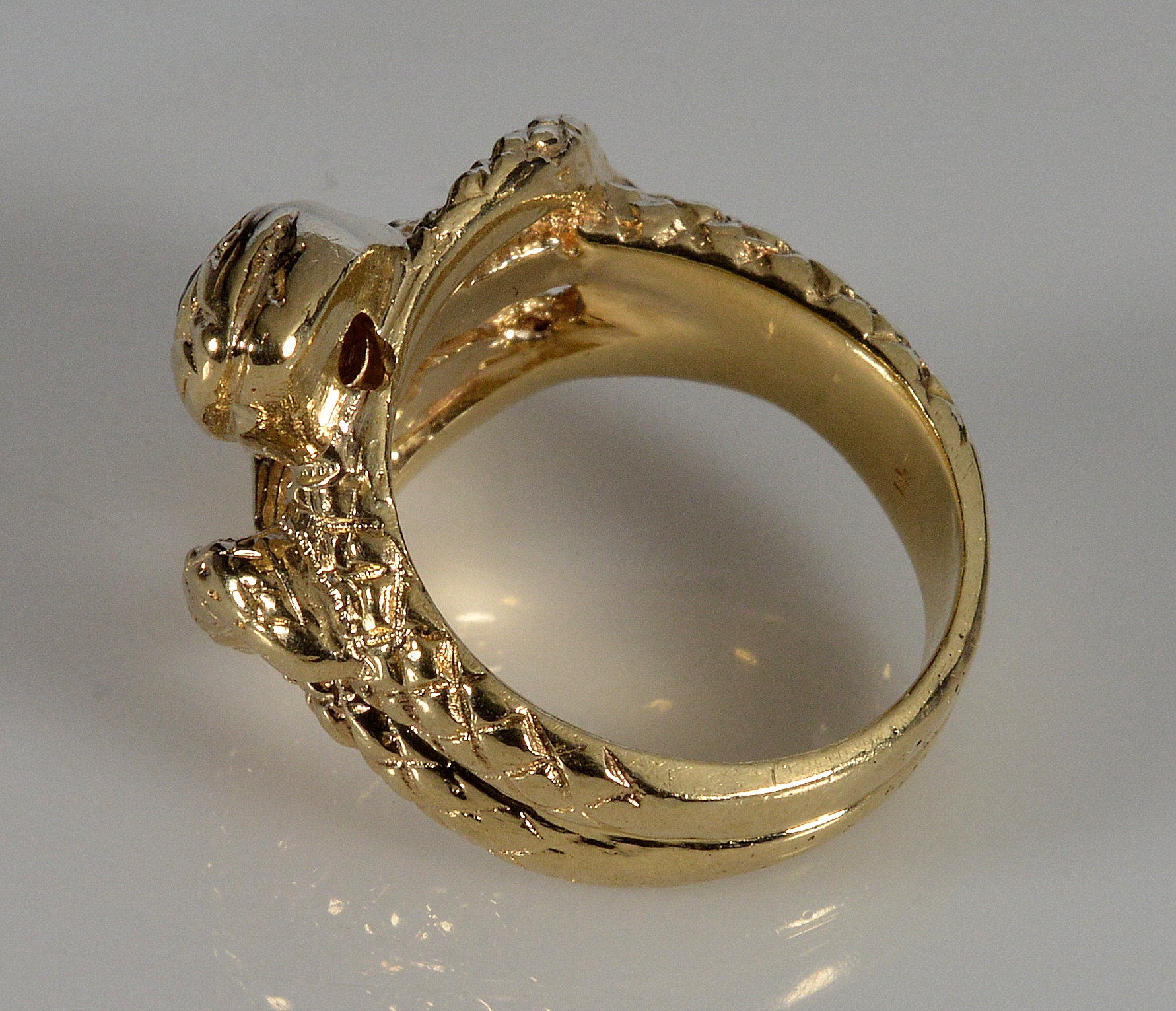 Antique Victorian 14K Gold Sapphire Double Snake Ring C.1880 Size 4