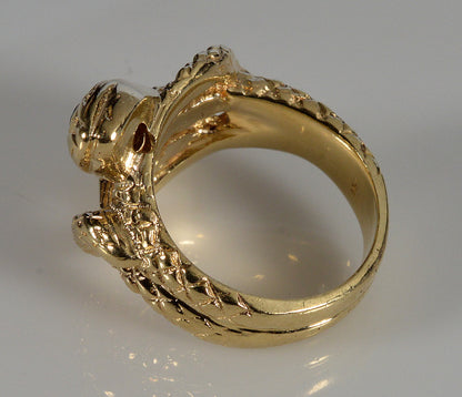 Antique Victorian 14K Gold Sapphire Double Snake Ring C.1880 Size 4