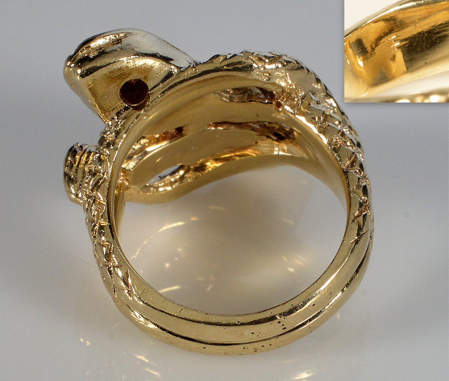 Antique Victorian 14K Gold Sapphire Double Snake Ring C.1880 Size 4