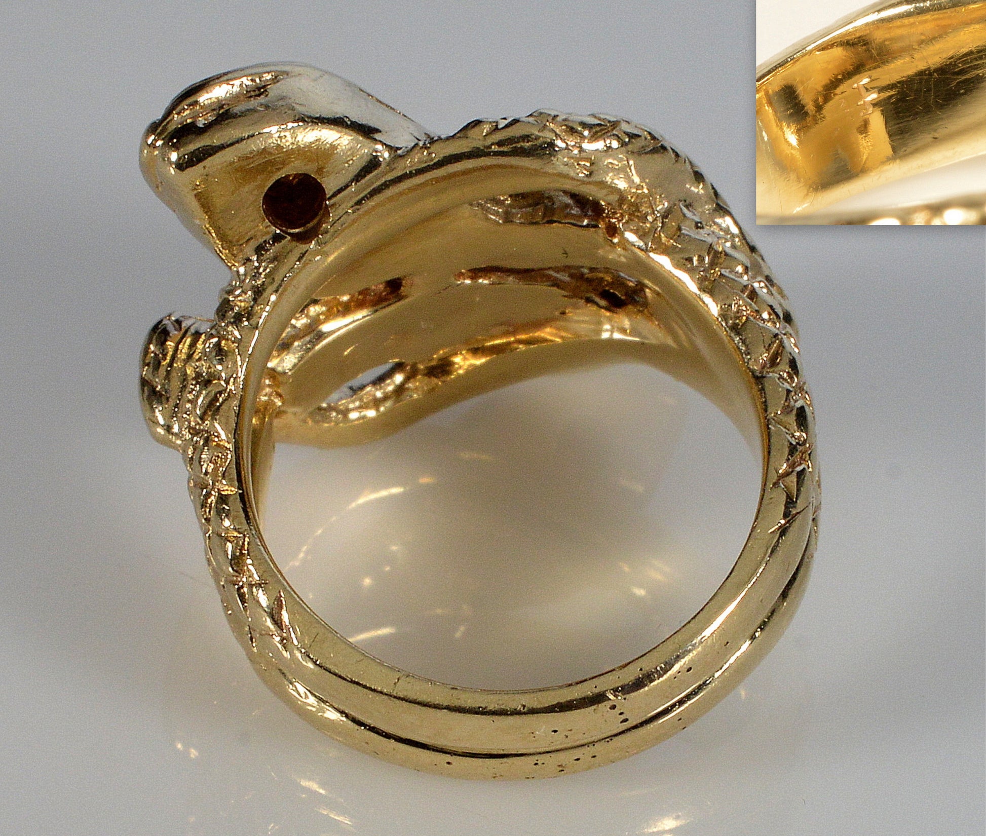 Antique Victorian 14K Gold Sapphire Double Snake Ring C.1880 Size 4