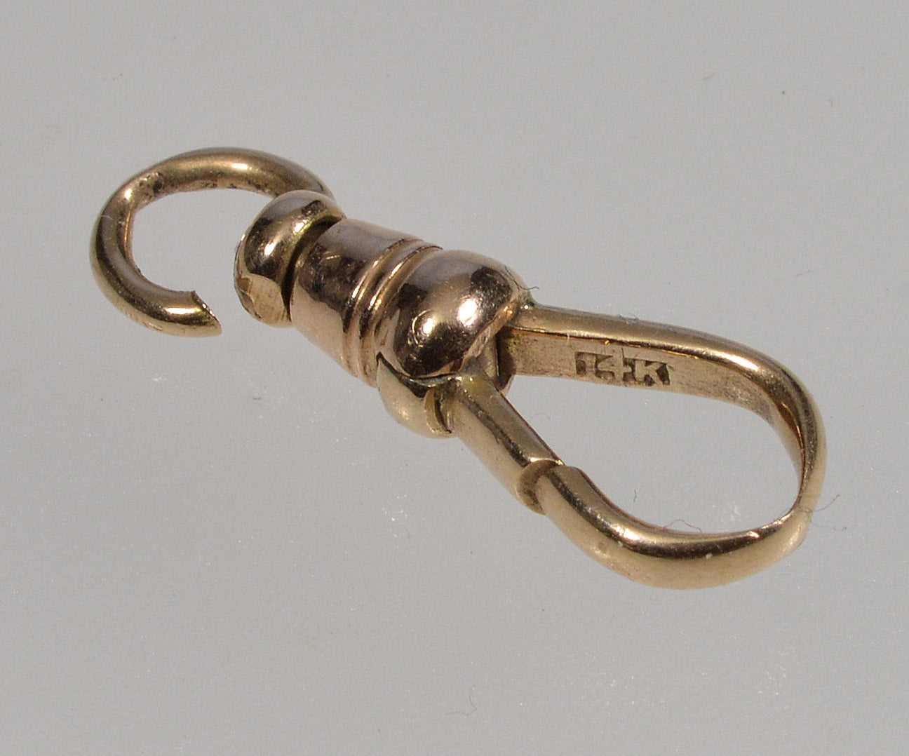 Victorian 14K Gold Dog Clip Clasp With Swivel For Watch Chain 0386