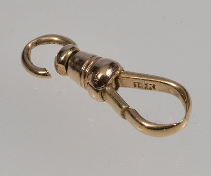Victorian 14K Gold Dog Clip Clasp With Swivel For Watch Chain 0386