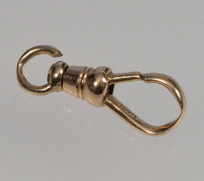 Victorian 14K Gold Dog Clip Clasp With Swivel For Watch Chain 0386