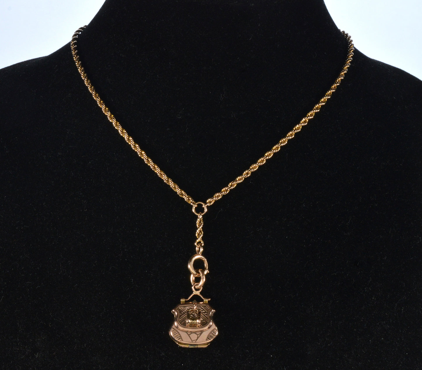 Antique Victorian 9K Gold Purse Locket Pendant C.1880 002880