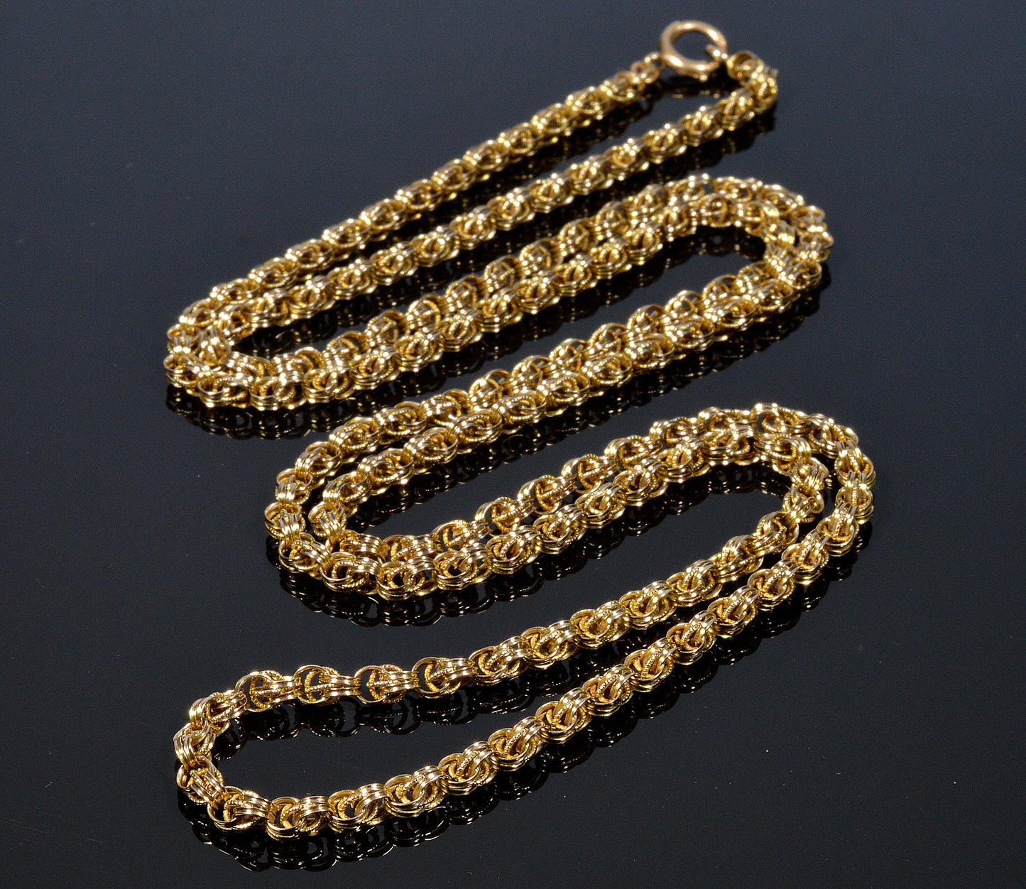 Antique Victorian 10K Gold Fancy Link Chain Necklace 31 1/2" C.1890