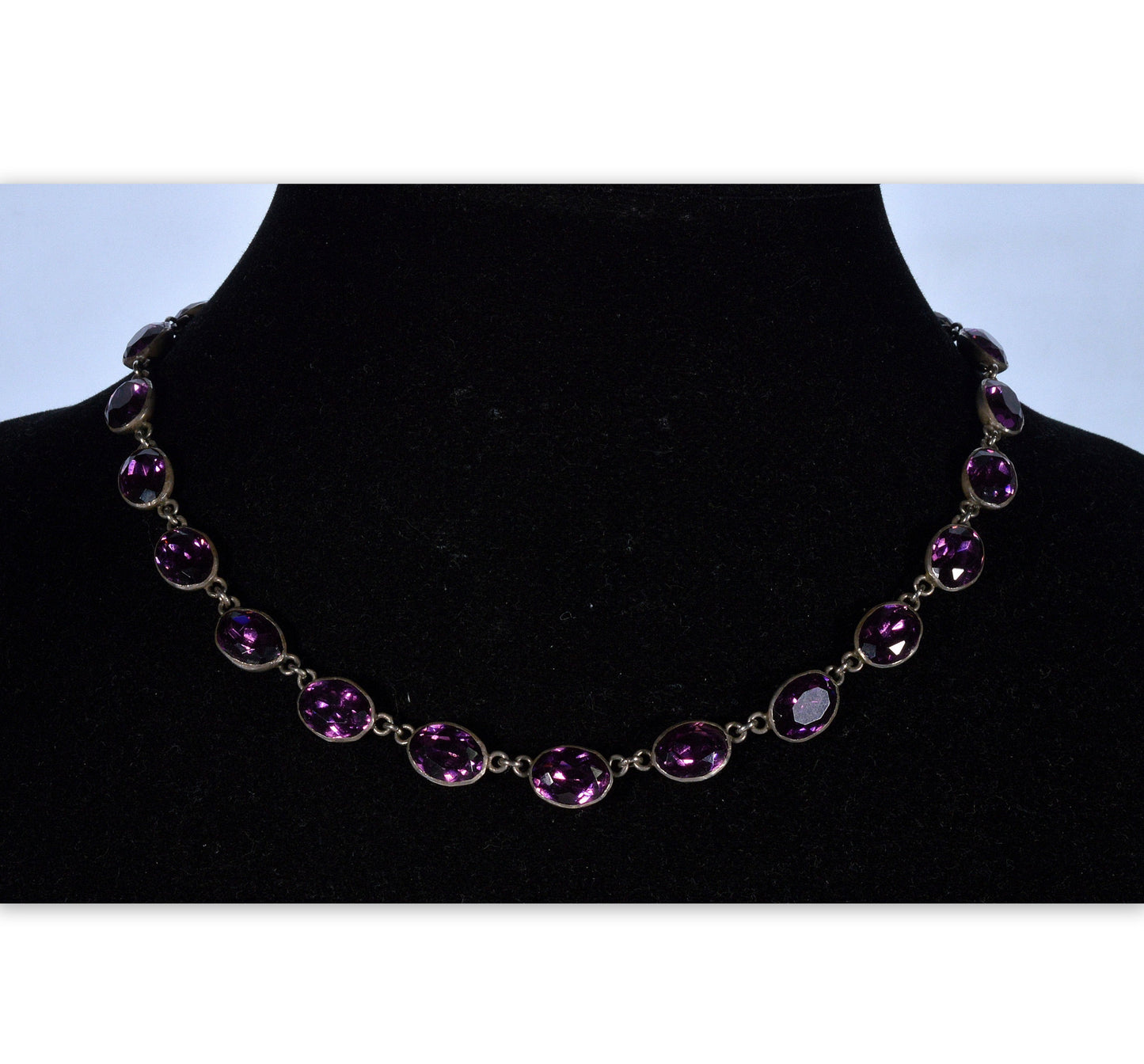 Antique Georgian Purple Paste Silver Riviere Necklace C.1820 003990