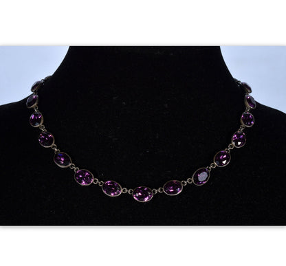 Antique Georgian Purple Paste Silver Riviere Necklace C.1820 003990