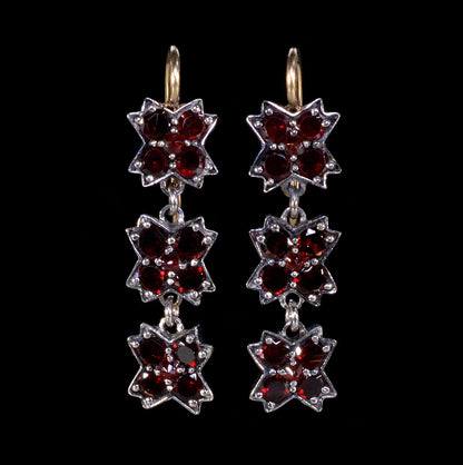 Antique Victorian Bohemian Garnet Necklace Earrings Set C.1890