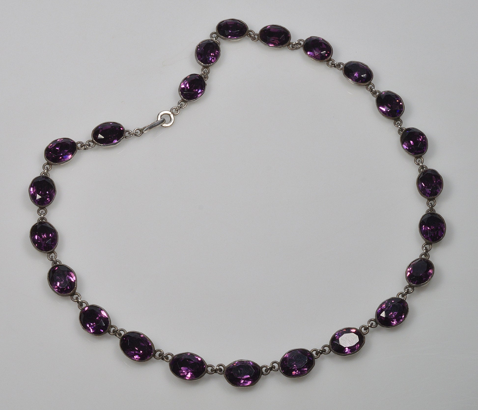 Antique Georgian Purple Paste Silver Riviere Necklace C.1820 003990