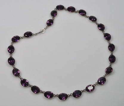 Antique Georgian Purple Paste Silver Riviere Necklace C.1820 003990