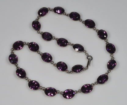 Antique Georgian Purple Paste Silver Riviere Necklace C.1820 003990