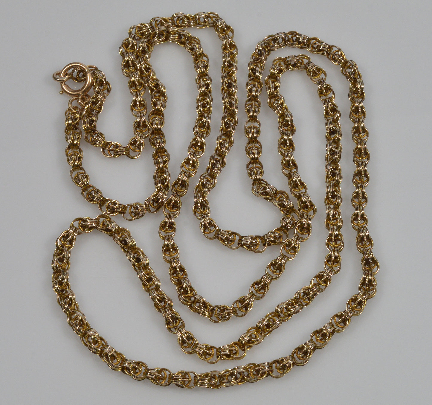 Antique Victorian 10K Gold Fancy Link Chain Necklace 31 1/2" C.1890