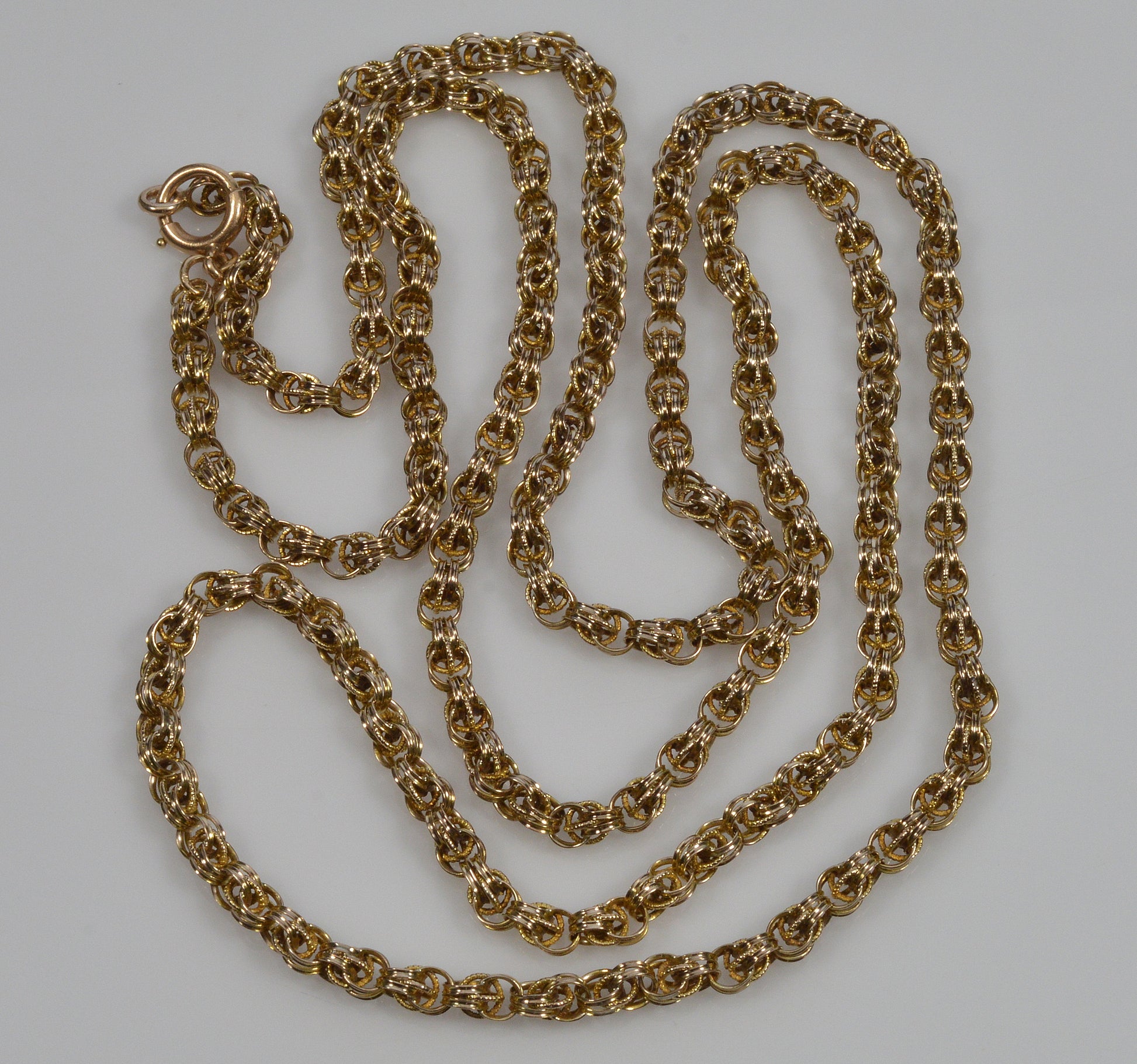 Antique Victorian 10K Gold Fancy Link Chain Necklace 31 1/2" C.1890