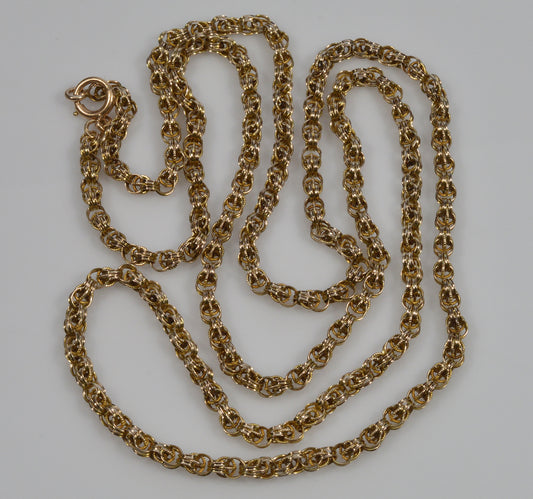 Antique Victorian 10K Gold Fancy Link Chain Necklace 31 1/2" C.1890