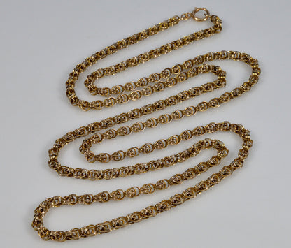 Antique Victorian 10K Gold Fancy Link Chain Necklace 31 1/2" C.1890